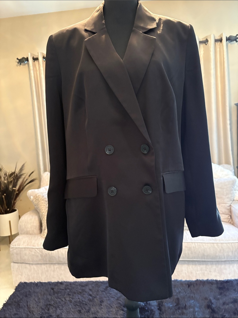 Express Women's Black Double-Breasted Suit Jacket